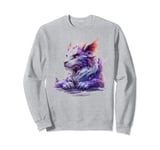 cute anime mythical purple dragon sitting down Asian art Sweatshirt