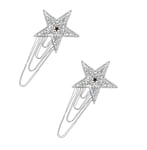 Yalulu 2Pcs Sparkling Rhinestone Five-Pointed Star Tassel Clothes Patches Iron On Sew On Star Appliques Rhinestone Beads Chain Tassel Patches (Silver)