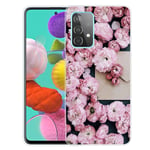 Samsung Galaxy A72 - Gummi cover - med Printet Design - Pink blomst