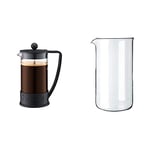 BODUM Brazil 8 Cup French Press Coffee Maker, Black, 1.0 l, 34 oz & Bodum 1508 Replacement Glass, 8 Cups, 1.0 L, 34 oz, Diameter 9.6 cm, H 18 cm