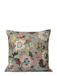 C/C 50X50 Grey Flower Linen Home Textiles Cushions & Blankets Cushion Covers Multi/patterned Ceannis