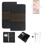 Phone Case + earphones for Samsung Galaxy M42 5G Wallet Cover Bookstyle protecti