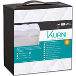 Kurni ® Single Mattress Topper 4 Inch Thick White, Made with Fluffy Soft Microfiber Fabric, Machine Washable with Four Sided Deep Elasticized Corner Straps Size - (Single - 90x190 cm)