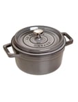 La Cocotte - Round Cast Iron Home Kitchen Pots & Pans Casserole Dishes Grey STAUB