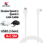 Usb Vers Usb A C Blanc 5m Câble Oculus Quest 2 Usb De Type C 3,0 16 Pieds