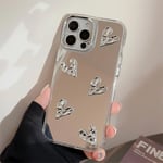 ZTOFERA Case for Iphone 13/14, Cute Silver 3D Love Heart Clear Makeup Mirror Cas