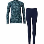 Underställ Lifewear Bambu Dam Lövmönstrad Blå/Grön - BLÅ/GRÖ, L