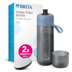 BRITA Sports Water Filter Bottle Model Active Dark Blue (600ml) - squeezable BPA-free on-the-go bottle, filters chlorine, organic impurities, hormones & pesticides and preserves key minerals