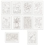 Mindfulness Colouring Postcards/Posters: Anti-Stress Art Therapy Postcard Set Drawn in Adult Colouring Book Style (A5)