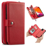 Apple iPhone 12 Pro Max Zipper Wallet Case Red