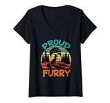 Womens Proud Furry Fox Wolf Silhouette in the forest Fandom Cosplay V-Neck T-Shirt