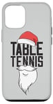 Coque pour iPhone 14 Pro Tennis De Table Chapeau De Noël Père Noël Ping Pong Tennis