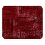 Mousepad Computer Notepad Office Ethnic Patchwork Pattern Black Geometric Lines on Red Watercolor Tribal African Home School Game Player Computer Worker Inch