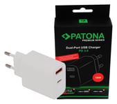 Patona Premium PD18W Adapter 5V/3.0A 9V/2.0A 12V/1.5A A 1xUSB-C 1xUSB-A PD3.0 QC3.0 white 700502584 (Kan sendes i brev)