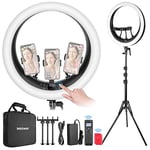 NEEWER 19" Ring Light,Lumière Anneau avec 3 Supports Téléphone,Contrôle 2.4G Amélioré Gradation Lisse à 1%,LCD et Contrôle Tactile,CRI 97+ 2540lux,pour Streaming Home Office Zoom Call- RP18H