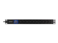 DELTACO GT-8640 - Kraftdistributionsenhet (kan monteras i rack) - ingång: IEC 60320 C14 - utgångskontakter: 10 (power IEC 60320 C13) - 19 - 2 m sladd - svart