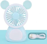 Cartoon Small Fan USB Rechargeable Portable Hand-held Mini-Fan, with Night Light,A