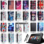 Folio Leather Stand Case Cover For Amazon Kindle Fire 7" /hd 8"/ Hd 10" + Stylus