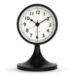 Klassisk väckarklocka i metall, tyst väckarklocka liten analog bordsklocka för sängbord, sovrum, kontor black
