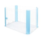 Iris Ohyama, Parc pour Chien Intérieur, Extérieur avec Porte Verrouillable, H60cm, Bleu, Sans Toit, Cloture, Enclos, Cage, Chenil, en Grille, pour Chat, Chiot, Lapin, Rongeur, Plastique, CLS-960