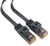 mumbi 26627 Cat.6 UTP Câble réseau de raccordement LAN Ethernet Patch avec connecteurs RJ-45, ultra plat 7.50m, noir