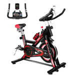 Spin Bike,Indoor Exercise Bike With Belt Drive with 8KG Heavy Flywheel,Comfortable Seat and LCD Monitor