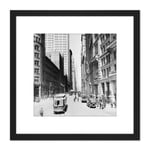 New York City Street View 1916 Vintage Photo 8X8 Inch Square Wooden Framed Wall Art Print Picture with Mount