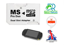 Dual Memory Card Adapter For Sony PSP 1000 2000 3000 Micro SD to MS Pro Duo