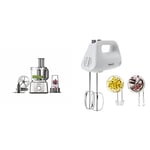Kenwood 2-in-1 Food Processor, Multipro Express FDP65.180SI & Hand Mixer,Electric Whisk, 5 Speeds, Stainless Steel Kneaders and Beaters for Durability and Strength, 450 W, HMP30.A0SI, White