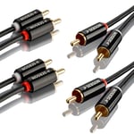 SEBSON 2x RCA Audio Cable 1m, 2-male to 2-male RCA Plugs, RCA Phono Cable for Amplifier, Speakers, Soundbar, Home Cinema and HiFi Systems