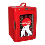 Coke Mini Fridge For Bedrooms 25L Cool Box 28 Can Table Top Fridge Beverage Mini Fridges with Display Window & LED Light For Drinks RV Camping Car & Travel 12v Portable Cooler Warmer by Coca-Cola,Red