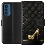 Motorola Edge 20 Pro Svart Plånboksfodral Lyxig Sko