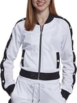 Urban Classics Women's Button up Track Jacket Sweat, White (Wht/Blk/Wht 00863), S