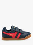 Gola Kids' Classics Harrier Leather Strap Trainers, Navy/Red