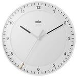 Braun Wall Clock, Plastic Tempered glass, White, groß
