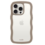 Holdit iPhone 15 Pro Wavy Skal - Mocha Brown / Transparent