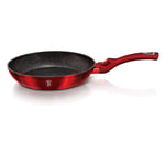 Professional Colorful Aluminum Non Stick Cooking Induction Marble Coating Frying Pan Metallic Soft Touch (Burgundy, 24cm)