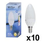 10 Pack E14 White Thermal Plastic Candle LED 4W Warm White 3000K 400lm Light Bulb