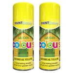 2X Daybreak Yellow Garden Aerosol Spray Paint Lasting Shades For Wood 400ml