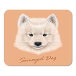 Mousepad Computer Notepad Office Portrait of Samoyed Dog Cute Face Puppy on Peach Home School Game Player Computer Worker Inch