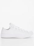 Converse Unisex Leather Ox Trainers - White, White/White, Size 9, Women