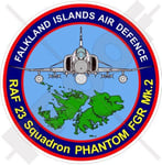 Autocollant en vinyle F-4 Phantom FGR MK.2 RAF N°23 Squadron Falklands Air Defence, British Royal AirForce UK 90 mm