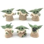 6-pack Star Wars Baby Yoda Figuriner Leksdocka Modell Tårta Topper Ornament Dekoration