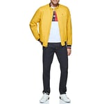 Tommy Hilfiger Men's Lightweight Varsity Rib Knit Bomber Jacket Shell, Yellow Poly, XL