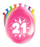 PD-Party 7036514 Heureux Fête Ballons | Happy Balloons | Naturel Caoutchouc (Latex) | Célébration - 21 Ans, Paquet de 8, Multicouleur, 30cm Longueur x 30cm Largeur x 30cm Hauteur