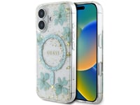 Etui Guess Resin Flowers Glitter Magsafe Do Iphone 16 Turkusowy