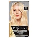 L'Oréal Paris Préférence Coloration Permanente Cheveux, Nuance : Prague (01), Blond Très Très Clair Naturel