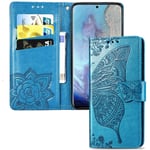IMEIKONST Wallet Case for Samsung Galaxy S20 FE, Elegant Embossed PU Leather Cover Magnetic Flip Kickstand Cover Compatible with Samsung Galaxy S20 FE Butterfly Blue SD
