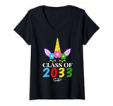 Womens Unicorn Class of 2033 Future Graduate First Day of School V-Neck T-Shirt