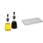 Cole & Mason H103018 Sawston Oil & Vinegar Pourer / H306119 Ramsgate Clear Salt and Pepper Mill Tray | Bundle | 2 Year Guarantee